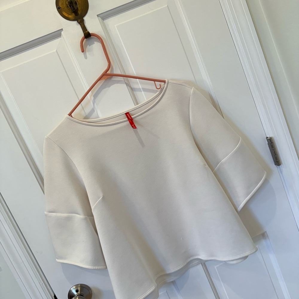 SPANX Cream Boxy Short Bell Sleeve Top